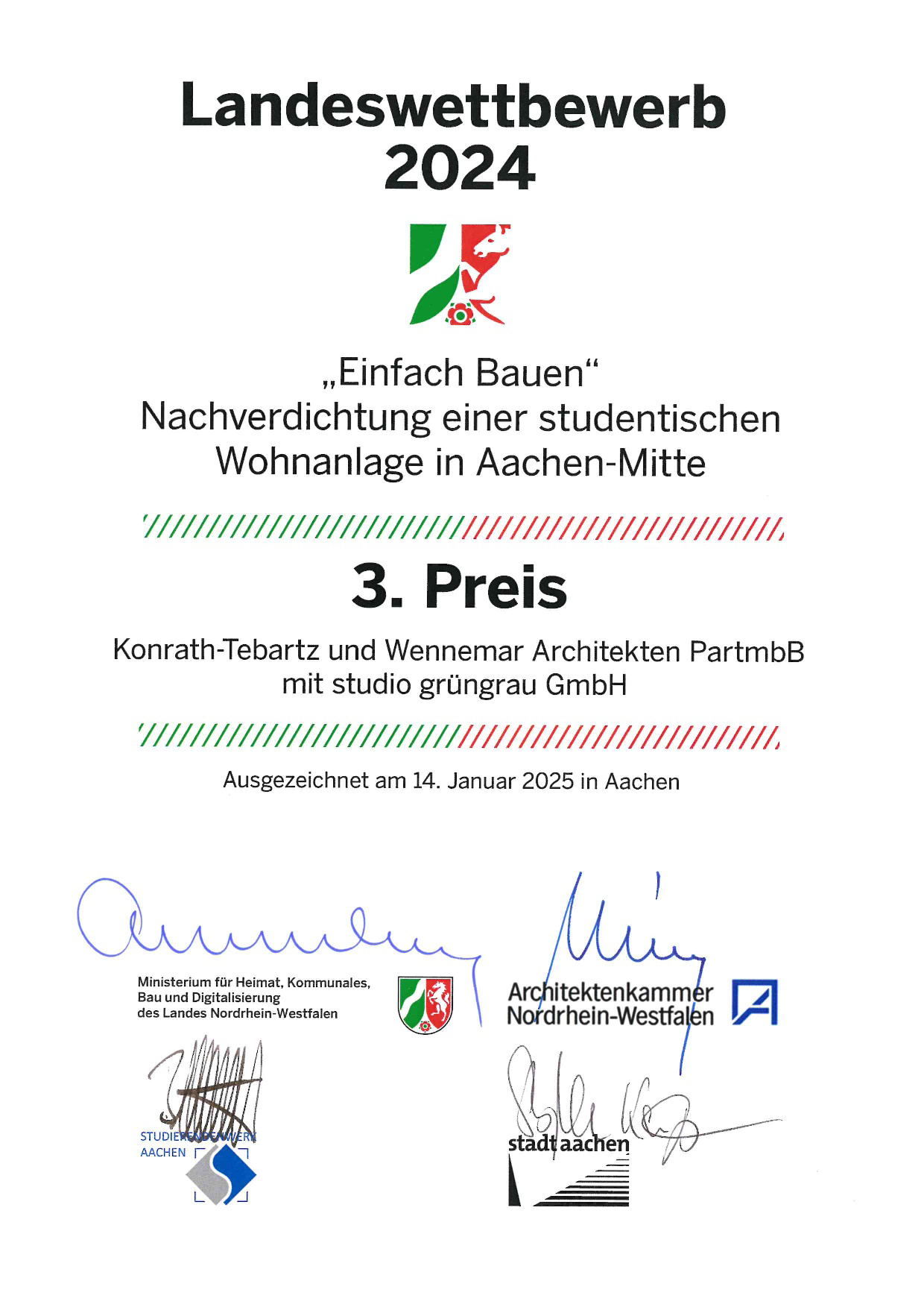 Landeswettbewerb Einfach Bauen Aachen 2024