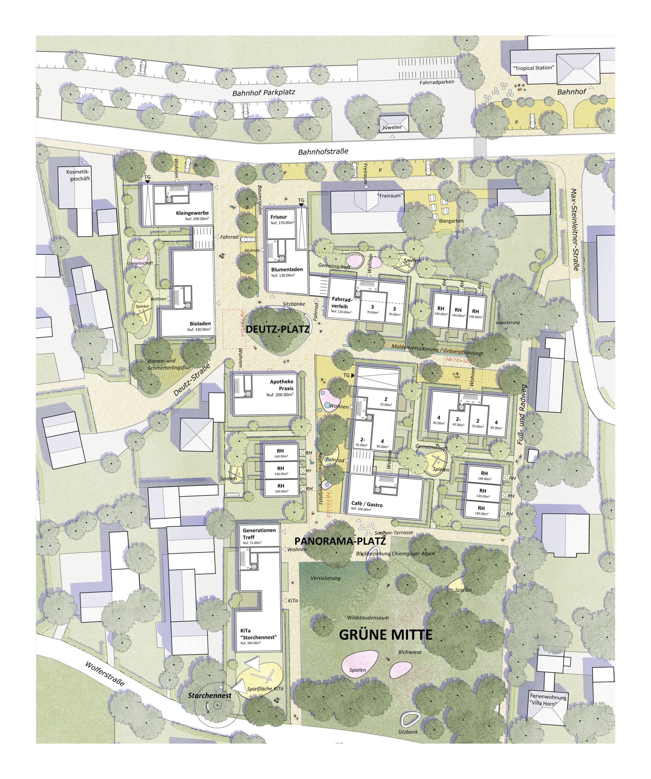 Quartiersentwicklung südlich des Bahnhofs in der Gemeinde Übersee