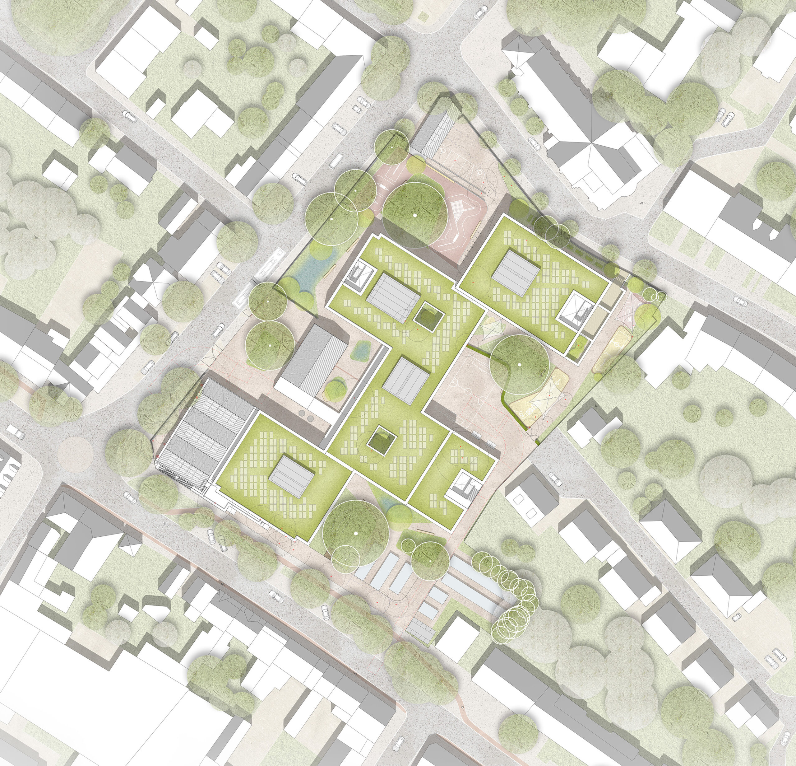 Lageplan Schulgebäude und Kindertagesstätte in der Rochusstraße in Bickendorf - Stadt Köln