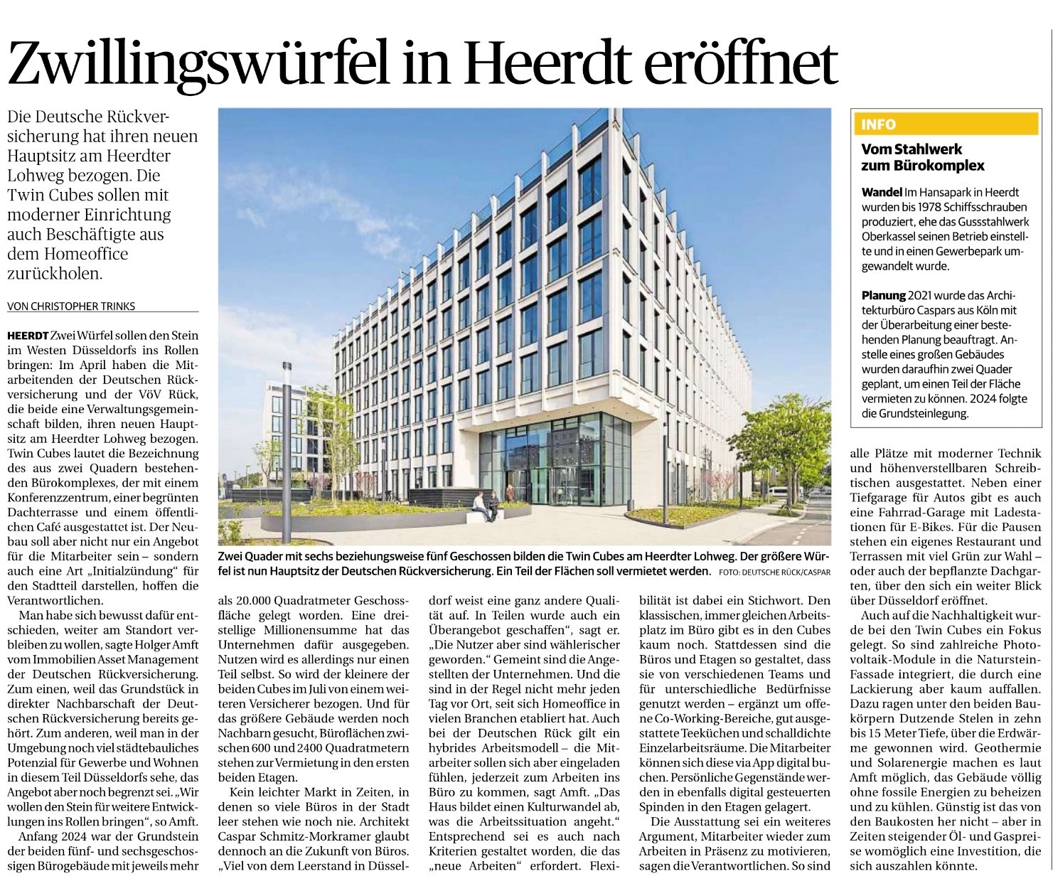 Medienecheo Twin Cubes Rheinische Post 6.5.2026