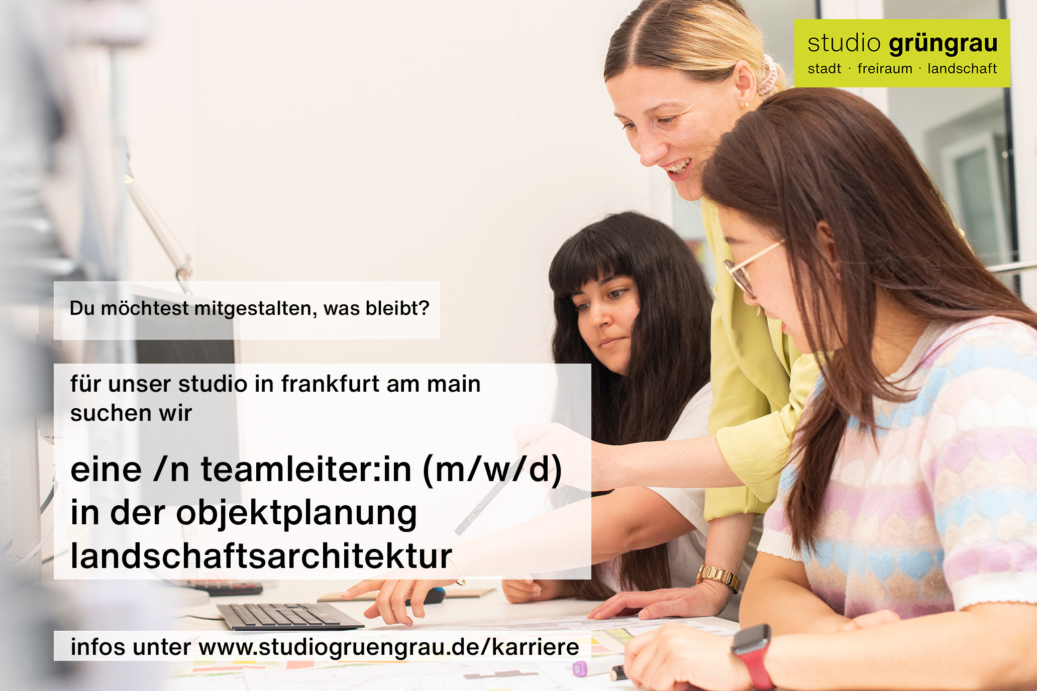 stelleanzeige teamleitung studio frankfurt
