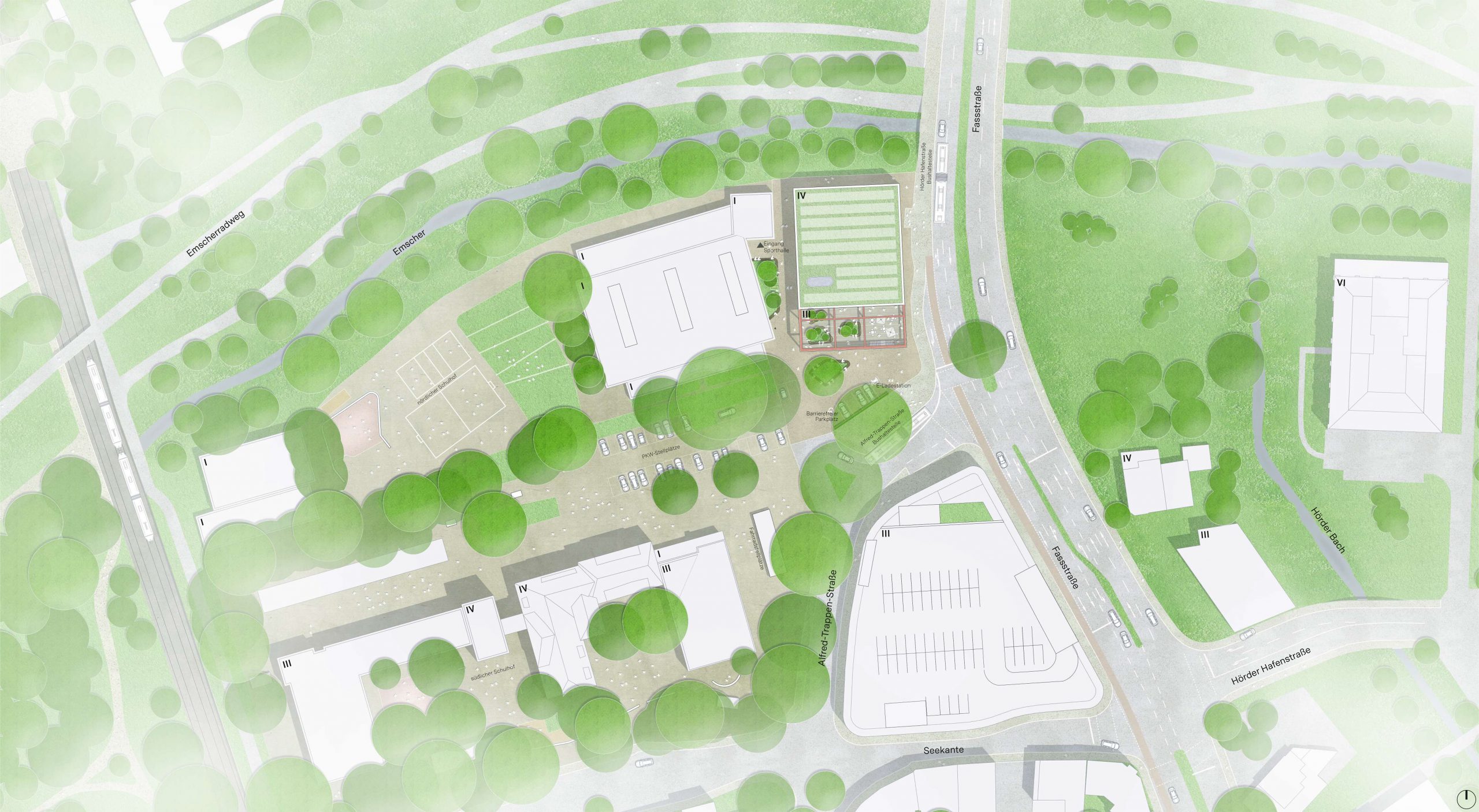 Lageplan Wettbewerb Phoenix-Gymnasium Dortmund